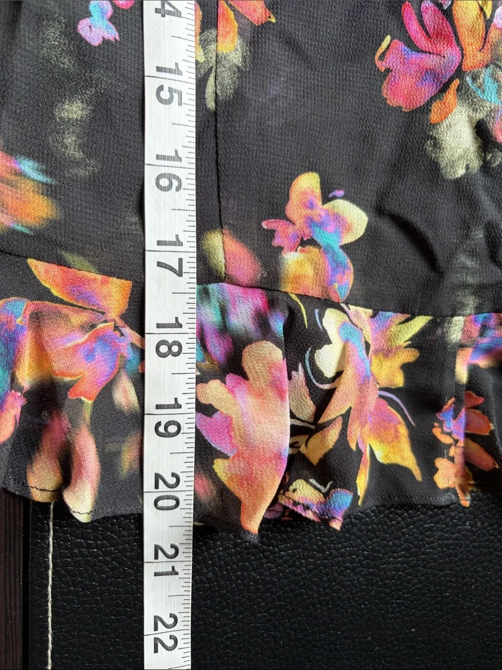 Amanda Uprichard Collier blouse colorful floral print black ruffled Mirabella S